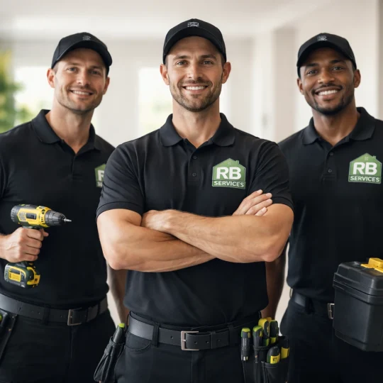 Professional handymen at work site
